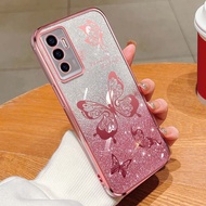 เคสโทรศัพท์สำหรับ Vivo V23E 4G 5G S10E Y75 4G รูปผีเสื้อชุบด้วยไฟฟ้าผงชิมเมอร์