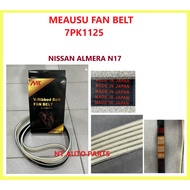 MEAUSU FAN BELT 7PK1125 MSFB-7PK-004 / 11720-1KT0A NISSAN ALMERA N17