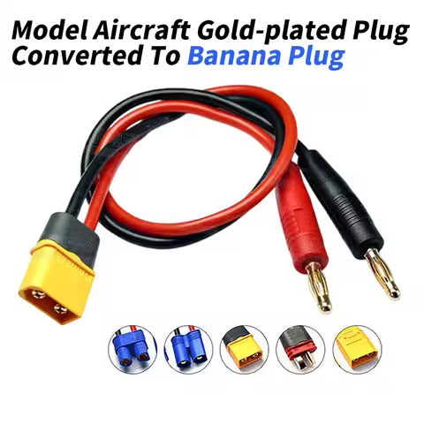 Gold-plated 4MM Banana Connector to XT60 EC3 XT90 T Plug Wire Aircraft Model Lithium Battery Chargin