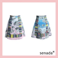 Senada กระโปรงเอวสูง ทรงเอ ลายปะการังตัดต่อลาย Ethnic A