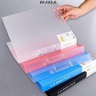 BRABRA Binder File Folder, Office Document Plastic Transparent Folder, 2 Holes D-shaped Lever Arch F