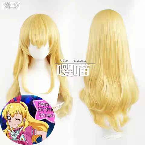 Hoshimiya Ichigo Cosplay Wig Anime Aikatsu! 80CM Gold Heat-resistant Synthetic Wig Cosplay Hoshimiya