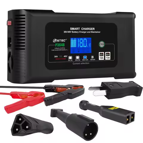 HTRC 36V/48V Smart Charger for Golf Cart 13A/18A for Lithium LiFePO4 Lead-acid Battery 9-Stage Autom