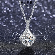 AIFEI JEWELRY Moissanite Pendant Necklace Simple Sterling Korean Perak Accessories Original Silver Rantai For Chain Perempuan Diamond 925 Leher Women 純銀項鏈 N98