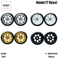 (7 RAYS) Rubber Tires for Diecast Rims