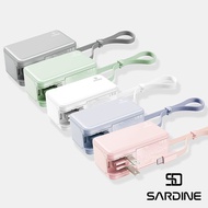 sardine沙丁魚 Lightning/Typec 自帶線插頭二合一行動電源Typec 紫色