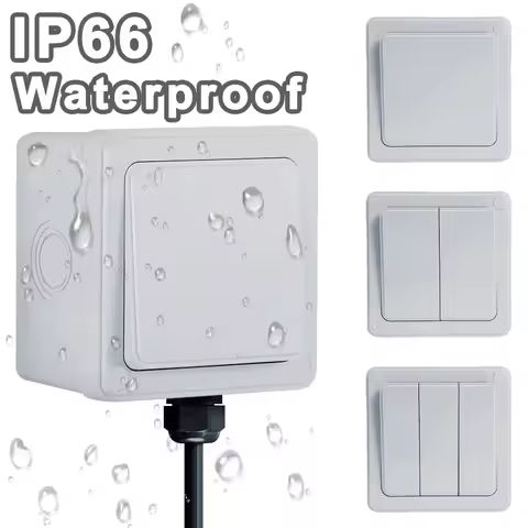 ​​IP66 Outdoor Wall Switch 16A Weatherproof Push Button - 1/2/3 Gang Electrical for Garden/Patio/Ext