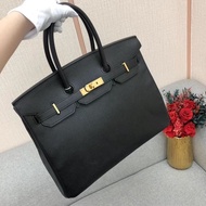 Hermes愛馬仕birkin35黑色Epsom皮金扣X刻