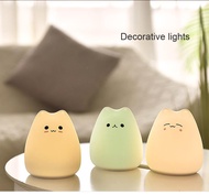 Cute Love Cat Bednight Sleeping Lamp Lampu Tidur Cute LED Night Light Silicone Touch Sensor 7 Colors