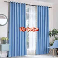Plain Blackout Curtains Imported Matte 6 Waves Lightbiru