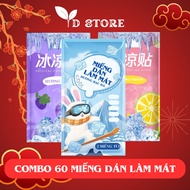 COMBO 60 Body Cooling Patches Mint, Lemon, Grape Fragrance Cools Deep Up to 8 Hours Low Temperature 