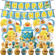 Squishy Ducklings Birthday Theme: Happy Birthday Banner, Cake Toppers and Printed Balloons