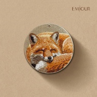 EMJOUR Double-Sided Embroidered Charm-Fox | Animal Wild Souvenir Gift Key Ring Bag Accessories Decor