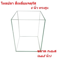 ตู้ปลาทรงด้านเท่า ตู้เลี้ยงปลากัด ตู้ไม้น้ำ โหลแก้วปลูกแคคตัส 6x6x8นิ้ว