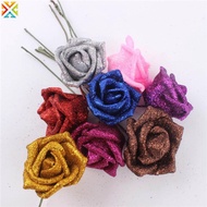 Gold Silver Glitter Flowers Glitter Foam Rose Foam 1pc Artificial Rose for Holiday Event Decoration 