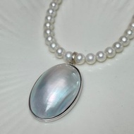 馬貝珍珠 超大 古典風格 純銀 萬能扣 吊墜 贈銀項鏈