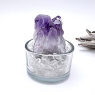 願束。原礦 一圖一物 療癒 組合 淨化 l 紫晶塊大牙 水晶盆栽 l