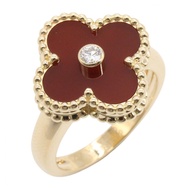 [Pre-owned] Van Cleef & Arpels Vintage Alhambra Carnelian 1PD Ring, K18 (Yellow Gold), Diamond.