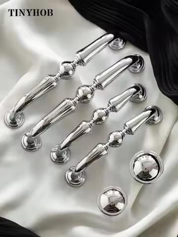 Tinyhob Bright Silver Brass Art Deco Style Cabinet Knob T-Bar Drawer Wardrobe Pull Drop Shipping Ava