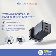 ATLAS MCDODO CH 155 Fast Charger GaN 70W Quick Charge 4.0 PD Portable Charger with 2 Type C & 1 USB 