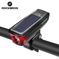 ROCKBROS ไฟจักรยาน2000MAh แตรจักรยานไฟหน้าชาร์จ USB 120db กระดิ่งไฟฟ้าสมาร์ทไฟติดรถจักรยาน