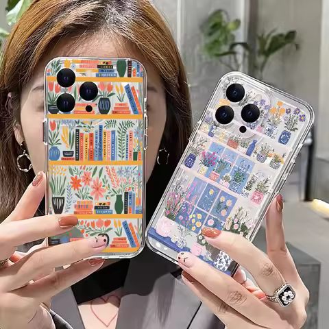 Creative Flowers Bookshelf Phone Case For Tecno Spark Go 30C 10 Camon 40 30 20 19 Pova 7 Pro itel Pr