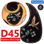 ดอกไม้ฝังมาร์ตินทำจากไม้เนื้อแข็ง Pickguard Gitar Akustik D45รูปหอยเป๋าฮื้อ