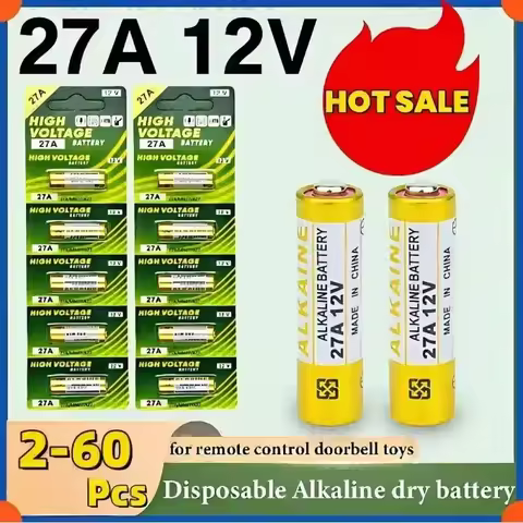 2-60PCS 12V 27A Dry Alkaline Battery A27 Batteries 27AE 27MN A2 L828 K27A for Remote Control Gamepad