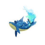 Watercolour Whale | Temporary Tattoo Sticker Waterproof