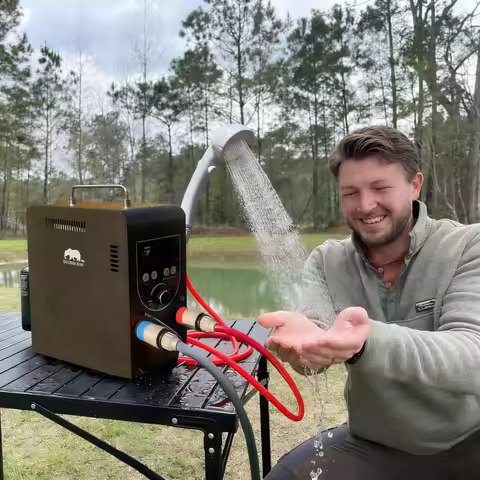 Portable Outdoor Shower Heater with Pump Instant Hot 20000 BTU 4000mAh Rechargeable Battery for Camp
