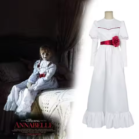 Horror Bride of Chucky Annabelle Cosplay Costume Terrifying Bride Chachi Annabelle White Dress Women