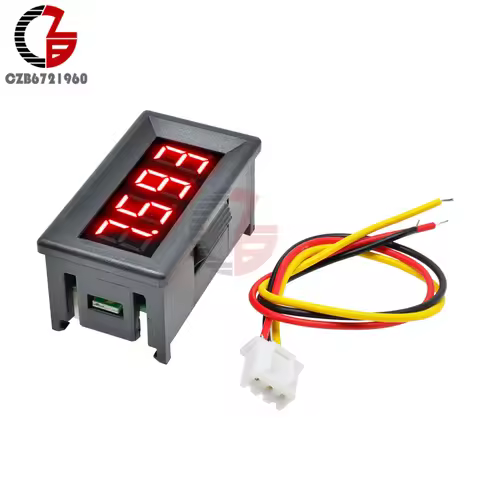 4 Digit 0-100V DC LED Digital Voltmeter 4 Bit 3 Wire Car Motorcycle Voltage Meter Lithium Battery Vo