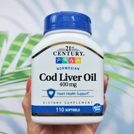น้ำมันตับปลา จากนอร์เวย์ Norwegian Cod Liver Oil 400 mg 110 Softgels (21st Century®)