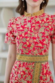 Chinese collard split end batik dress