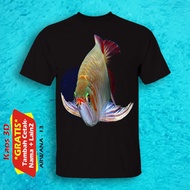 kaos 3d gambar ikan arwana warna merah silver golden ukuran dewasa - arwana 13 anak 4-5 thn