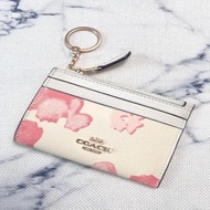 Coach CR947 花卉印花C標誌迷你多功能鑰匙圈卡包 塗層帆布男女同款 10x7cm