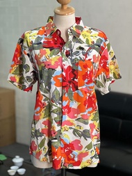 เสื้อฮาวาย  เสื้อฮาวายสงกรานต์ เนื้อผ้าสปันผสมโพลีเอสเตอร์ M-2XL เสื้อฮาวายผู้หญิง เสื้อฮาวายผู้ชาย 