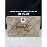See-U Tissue See U Hand Towel Economy Brown Tissue/ 150 Sheets Hand Washing Tissue/