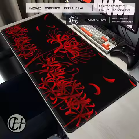 Red Spider Lily Mouse Pad Computer Laptop Lycoris Radiata Keyboard Mouse Mat Large Higanbana Mousepa