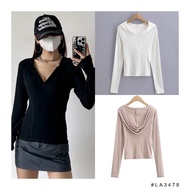 LA3478 - White, Pink, Dark Gray, Black Hoodie | Blouse