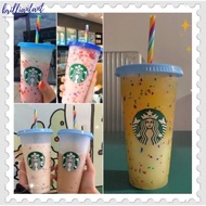 [High quality cup] Flash powder Shiny Reusable Plastic Tumbler with Lid and Straw Starbucks Cup, 24 fl oz, Set of 1 or 5 colour changing cup Gifts Color Changing Confetti  water cup straw cup brilliantant