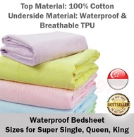 Waterproof Bedsheet Super Single Queen King Size Mattress Protector Baby Elderly