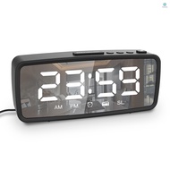 Tcsg 5.1'' Digital Alarm Clock Radio, Mirror Alarm Clock, 3 Levels Dimmer, FM Radio with Sleep Timer, Adjustable Volume, Dark Mode, Alarm with Snooze, 12/24H Al