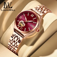 LouisWill Womens Watch Fashion Heart Shaped Hollow Watch Diamond Inlaid Watch With Calendar 30M Wate