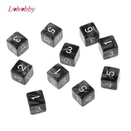 Lohobby 10pcs Six Sided Dice D6 Dice Playing D&D RPG Dices TRPG Game Gifts Black