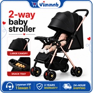 Baby Stroller 2 Way Foldable Travel Lightweight With Plate 360 Rotation Max60kg Kereta Baby 餐盤推車