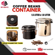 【MY BENTO】Espresso Beans/Tea Container Storage 1.2L/1.5L/1.8L Breathing Canister Stainless Steel Air
