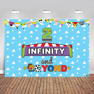 Two Infinity and Beyond Backdrop Decoration Photo Background for Boys Girls Toy Sky Cloud Kids Story