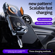 ToKerNew Max 66W Car Wired Phone Holder 15W Wireless Charger 80cm Cable Touch Control Infrared Sensi