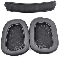 G933 Ear Pad Replacement Repair Accessories Protein Leather Resilient Ear pad Compatible with Logitech G933 G935 G633 / g 933 g 935 g 633 Artemis Headphones (Leather Ear pad + Braided headbeam pad)